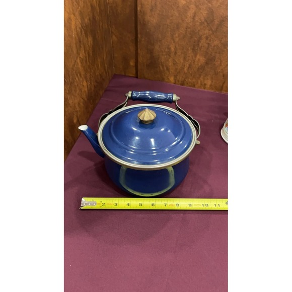 Vintage Blue Enamel Teapot - Picture 7 of 7